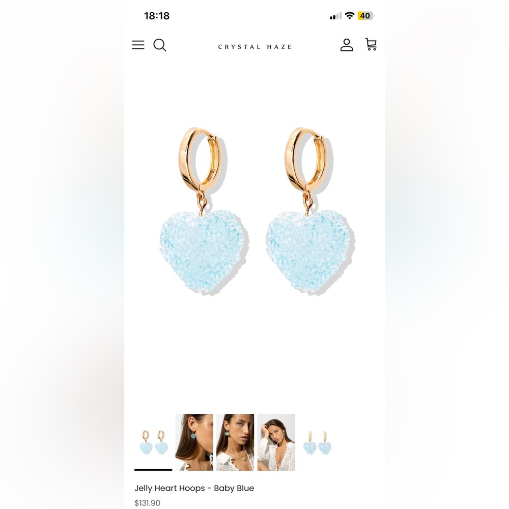 Crystal Haze Jelly Heart Hoops - Baby Blue - 2 pieces